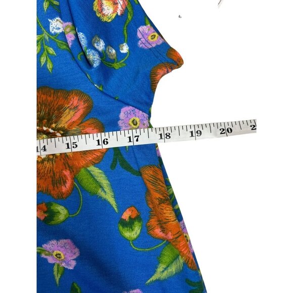 Lularoe Women's Jessie Blue Floral Dress w/ Pockets - Picture 4 of 6